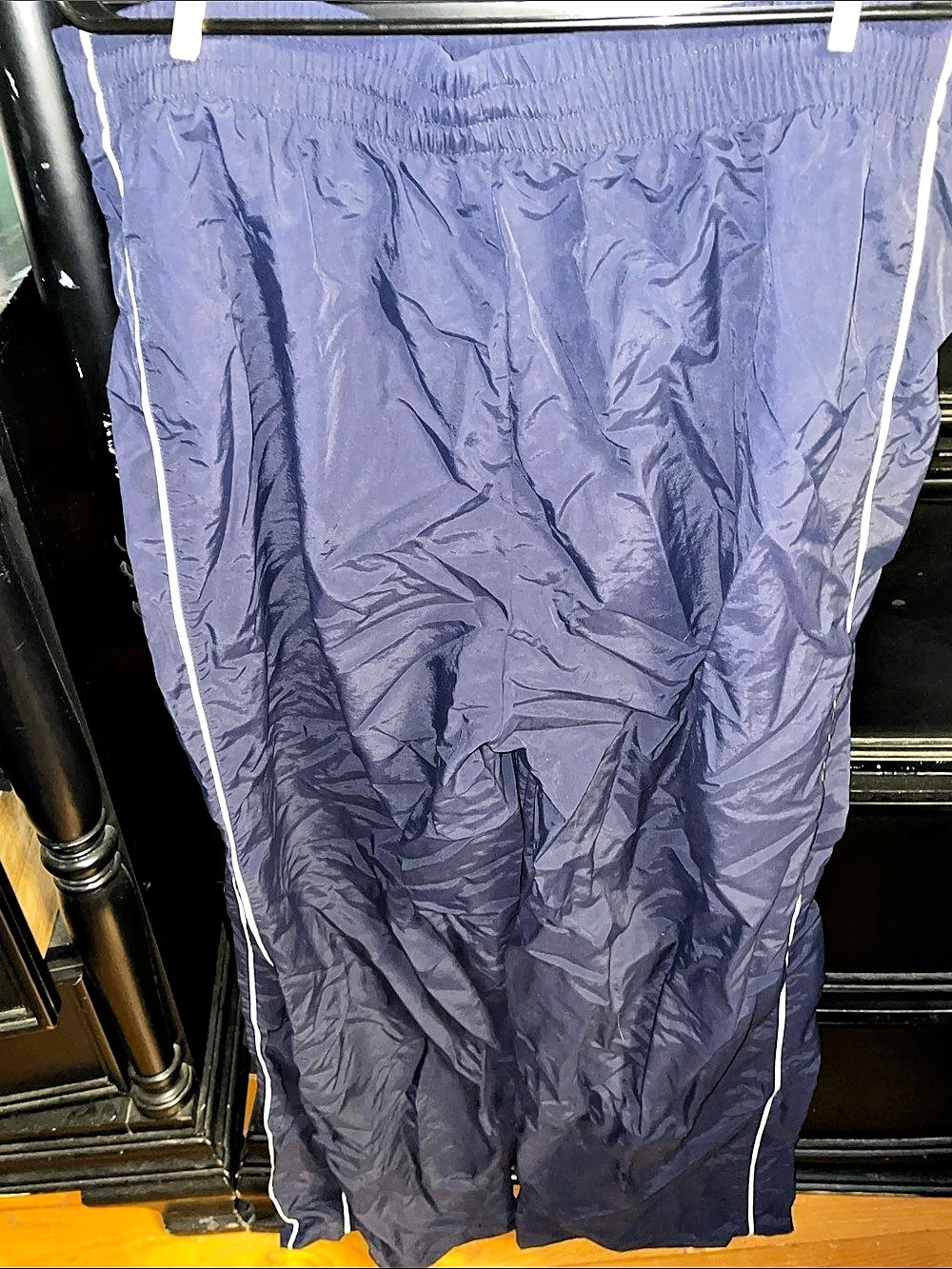 Women's Track Pants with white piping down the side, in Navy Size XL.